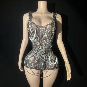 Novance Y3628 Abito da Cocktail Senza Maniche in Rete con Glitter, <span class=keywords><strong>Vestito</strong></span> Sexy per Donna, Ideale per Feste e Serate in Discoteca - Product Image 1