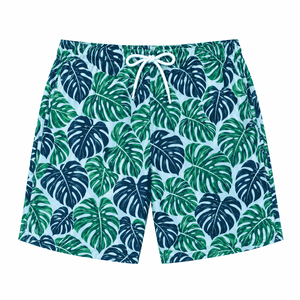 <b>Men's</b> Yellow <b>Floral</b> Print Board <b>Shorts</b> Casual <b>Swim</b> Trunks Elastic Waist Drawstring 100% Polyester Quick Dry Eco-Friendly Pockets - Product Image 3
