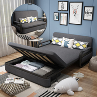 Sofá Cama Convertible Reclinable Moderno con Almacenamiento, Funda Extraíble, Estructura Metálica Plegable para Dormitorio/Comedor y Espacios Pequeños