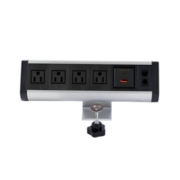 Prise de courant mobile pour bureau avec port de charge USB, multiprise à clipser sur le bord du bureau