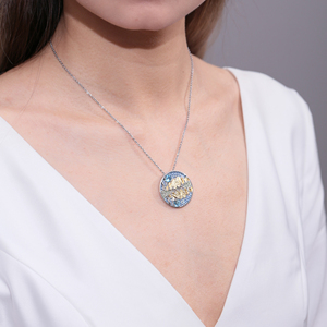 C8195 Abiding takı iyi satış doğal İsviçre mavi Topaz yansıma dağ su üzerinde 925 ayar gümüş kolye - Product Image 4