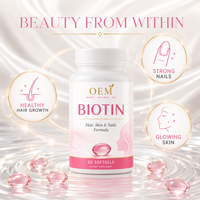 Capsules de biotine en gélules molles 10000 mcg, hautement absorbantes, complément pour cheveux, peau et ongles, vitamine B7 pure, non-OGM, sans gluten, naturel