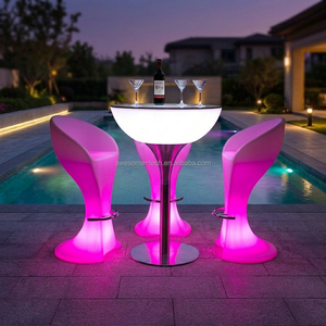 16 Colors <strong>Changing</strong> Remote Control Rechargeable Battery Powered Illuminated High Round LED Bar <strong>Table</strong> for Party Event - Product Image 2