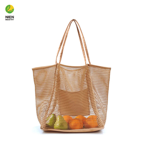 在庫卸売 ポータブル トラベル メッシュトート ビーチバッグ 大容量 ショルダーバッグ ファッション収納バッグ - Product Image 1