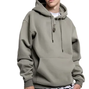 Cotton Heavyweight Fabric Men's Custom Printed Hoodies Solid Color Blank Pullover Drop- Shoulder Hoodie