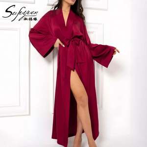 SFY-Y5068 Bata de Satén Suave de Manga Larga, Estilo Europeo y Americano, Elegante, para Mujer, Ropa de Dormir, Pijama - Product Image 3