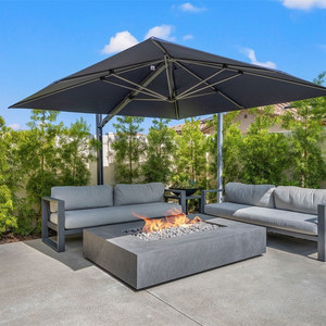 P012 Luxuriöse Garten- und Terrassen-Feuerstelle aus GFRC-Beton, Rechteckig, für Erdgas/Propan, mit Rustikaler Oberfläche - Product Image 2