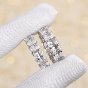 Moissanite <b>Ring</b> <b>925</b> Sterling <b>Silver</b> Oval Full Pave Setting Unisex Fashion Trend Jewelry - Product Image 1