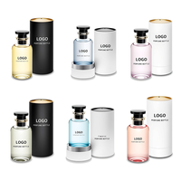 Flacon de parfum en verre vide de luxe personnalisé de 30 ml, 50 ml, 100 ml avec boîte, rechargeable, transparent, rond, emballage de parfum, coffret cadeau, vente en gros