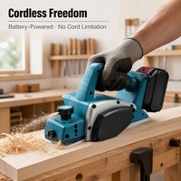 Ensemble d'outils de rabotage électrique sans fil professionnel, profondeur réglable, poignée avec éjection de poussière, pour le travail du bois, la menuiserie, la rénovation de la maison