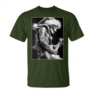 T-shirt Gothique Squelette Père Noël Guitare Rocker Punk Grunge Noël Métal Artisanat - Product Image 2