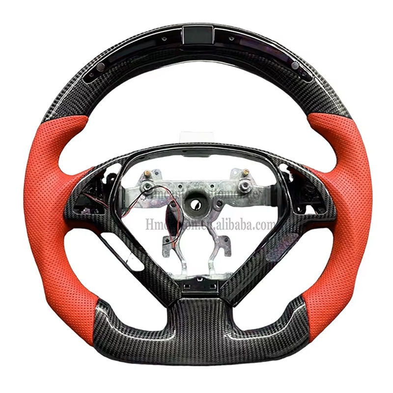 คาร์บอนไฟเบอร์ + หนังสีแดง + เย็บสีแดง + นำ