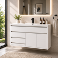 Meuble-lavabo mural en aluminium sur mesure avec vasque, armoire flottante étanche pour le marché britannique