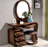 Table de maquillage et coiffeuse multifonctionnelle en bois massif de noyer noir et de cerisier d'Amérique du Nord moderne pour chambre à coucher