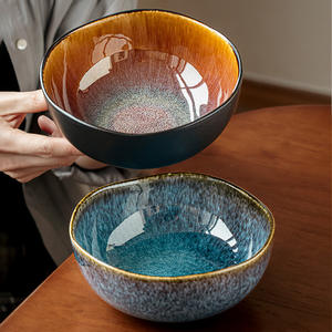 고급 레스토랑과 파티를 위해 설계된 Yunmeng Kiln의 독특한 모양의 6.5 인치 세라믹 과일 그릇 - Product Image 1