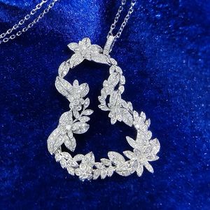 Xinfly 18K Gold Natural Diamond Cluster Pendant <b>Necklace</b> Full of Diamonds Flower Fortune Gourd Fine Pendants & Charms - Product Image 2