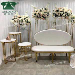 दुल्हन और दूल्हे की सोने की धातु शादी की बेंच सोफा इवेंट - Product Image 5