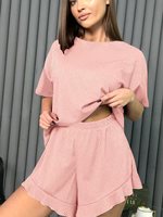 Ensemble 2 pièces de shorts courts tricotés doux et imprimés personnalisables pour femmes, respirant et à séchage rapide, idéal pour l'été ou comme pyjama d'appoint