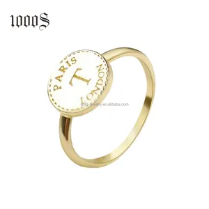 Anillo de oro auténtico de 9K para mujer, joyería para mujer, anillo de oro al por mayor para clientes personalizados, letra