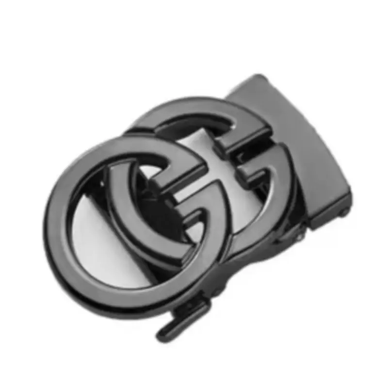 Diseña tu propio LOGO Hardware Chapado en plata privado Logotipo de letra hueca personalizado Hebillas de cinturón de placa de nombre de marca de metal