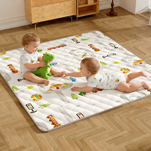Produits écologiques pour bébés, tapis de jeu en coton pour bébé, pliable, antidérapant, coussin de sol pour ramper en extérieur et activités familiales - Product Image 3