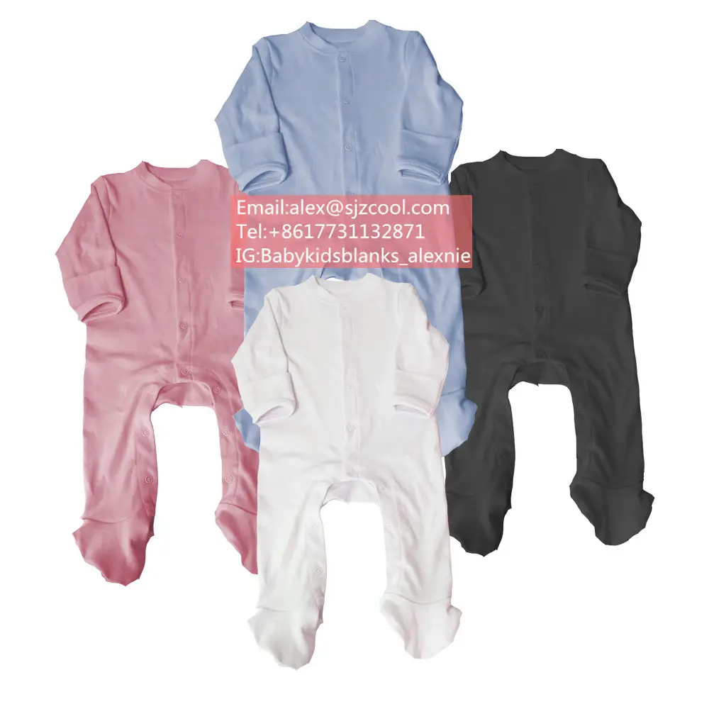 Custom Footed Baby Nachtkleding Hand Cover Bodysuit Baby Onesie Biologisch Katoen Pasgeboren Baby Rompertjes