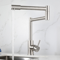Robinet de cuisine moderne à poignée unique, à trou unique, en acier inoxydable 304, froid et chaud, réglable, flexible, pivotant, corps long, pliable