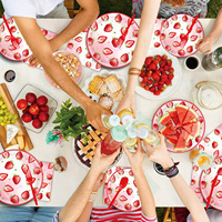 Décorations de fête pour le Nouvel An, la Saint-Valentin, Noël, ensemble de fournitures de fête aux fruits de la passion, comprenant des plateaux en papier, des gobelets, des assiettes