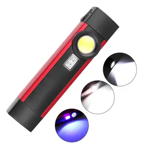 USB Rechargeable Dual XPE And COB LED Work Light With UV Lamp Portable Magnetic Handheld Flashlight Torch