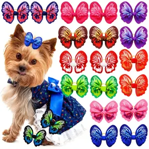 Accessoires pour petits chiens Accessoires pour cheveux d'arcs pour animaux de compagnie Pinces à cheveux pour chiots Yorkshire Table de toilettage Arcs pour chats Accessoire pour Chien