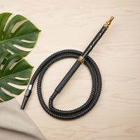 Vente Flash : Tuyau de Chicha Extra Long de 1,8 m (6 pieds) avec Poignée Creuse Sculptée Scintillante, Raccords Plaqué Or et Poignée en Silicone – Vente en Gros