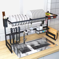 Égouttoir à vaisselle pliable multifonctionnel en acier inoxydable, grand modèle sur pied, à double niveau, pour le rangement des ustensiles de cuisine