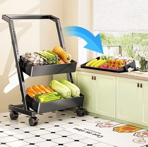 Étagère de cuisine sur pied à quatre niveaux pour <span class=keywords><strong>fruits</strong></span>, légumes et collations, chariot multifonctionnel domestique - Product Image 4