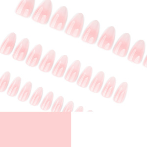 Venta al por mayor francés <span class=keywords><strong>Rosa</strong></span> <span class=keywords><strong>Blanco</strong></span> Ombre prensa <span class=keywords><strong>uñas</strong></span> minimalista forma de almendra ABS puntas de <span class=keywords><strong>uñas</strong></span> artificiales extraíbles de alta calidad para el dedo - Product Image 4