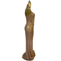 Robe de soirée dorée sans manches pour banquet, bal de promo, tapis rouge, avec strass, longue jusqu'au sol, pour femme, robe de gala, tenue de festival, grande taille