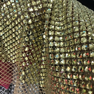 Última tela de malla con cuentas de diamantes de imitación de oro - Product Image 2