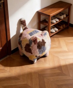 Taburete y Otomana Modernos de Piel Sintética de Conejo, Hechos a Mano, con Fácil Montaje, Decoración para el Hogar, Regalo para Sala de Estar - Product Image 1