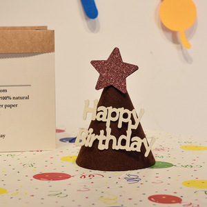 DAMAI Wholesale Kids Baby Happy Birthday Felt Hats Cute Colorful Headpieces Photo Props for Birthday Party Decoration Supplies - Product Image 1