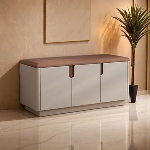 Luxury Shoe Changing Stool for Home Use: A combination of shoe cabinet and <b>bench</b> in the entryway, made of solid <b>wood</b>. - Product Image 1