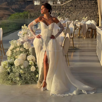 Robe de mariée de style nouveau 2230, personnalisée, luxueuse, super élégante, broderie, sans bretelles, manches longues, dentelle, robe de mariée en forme de A