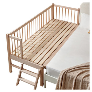 Cuna de madera maciza para bebé, 180x60cm, 200x60cm, con barandilla y escalera para dormitorio infantil, estilo escandinavo - Product Image 4