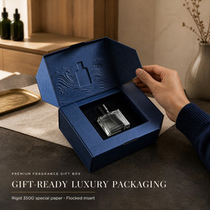 Caja de Perfume Personalizada con Tapa Abatible, Empaque de Cartón Rígido con Inserto de Espuma para Botellas de 50ml y 100ml, Impresa al por Mayor - Product Image 2