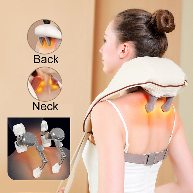 Oem Odm Four Massage Heads Electric Shiatsu Neck and Shoulder Neck Shoulder Massager Neck Shoulder Massager With Heated