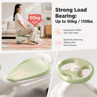 Mobil Putar Anak Usia 1-5 Tahun Tanpa Baterai Tanpa Pedal, Skuter Goyang Bayi Mekanik Murni, Roda LED Magnetik Senyap, Mainan Tunggang