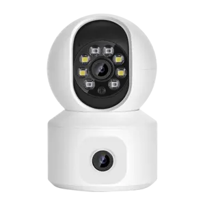 Amazon Hot Bán ống kính kép Android IOS Wifi theo dõi con người 360 độ bé giám sát hai-cách nói Camera giám sát nhà