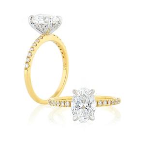 Anillo de Compromiso para Mujer, Diseño Solitario Ovalado Pulido, Oro Sólido Real de 18K, Diamante Cultivado en Laboratorio de 2 Quilates - Product Image 1