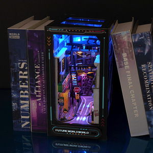 Casa <span class=keywords><strong>de</strong></span> Muñecas <span class=keywords><strong>de</strong></span> Madera DIY TC36, Estilo Cyberpunk Futurista, Mini Modelo Creativo 3D para Decoración <span class=keywords><strong>de</strong></span> Librerías - Product Image 4