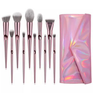Juego de 10 brochas de maquillaje facial de pelo sintético húmedo y salvaje con diseño láser - Product Image 5