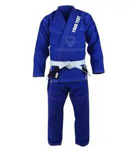 高品质100% 棉柔术gi新款男女通用空手道套装750克白色/蓝色柔道
