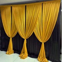 IS-C-005 Rideaux de fond élégants en soie glacée à double couche pour la décoration de mariages, de fêtes et d'événements - Taille/couleur/style personnalisés